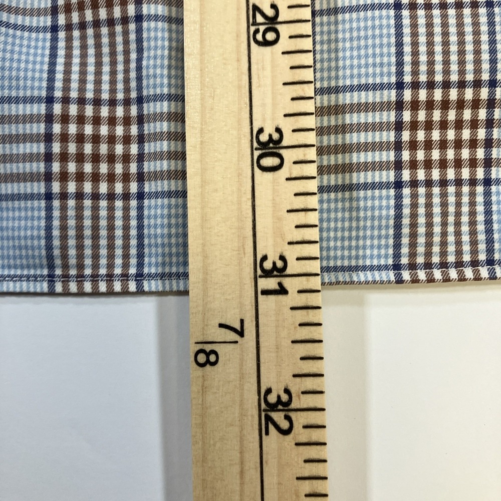 David Donahue Shirt Mens M Blue Brown Patchwork Plaid Button Down Cotton - Picture 15 of 16